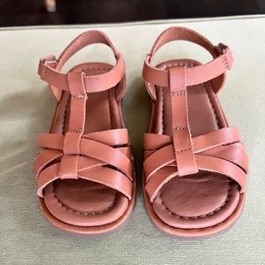 Girls Brown Leather Strap Sandals